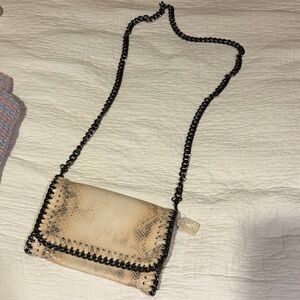 Soft Italian leather crossbody bag with heavy weight metal chain
